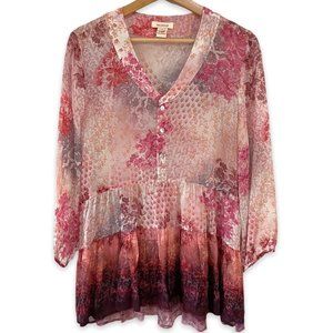 Sundance Paisley Sheer Floral Print Long Sleeve